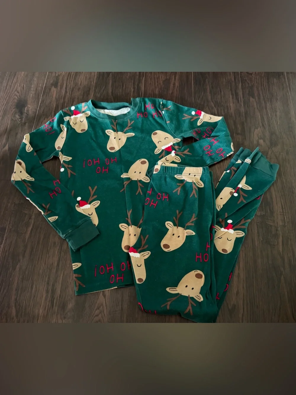 Carter's Green Reindeer Holiday Pajama Set